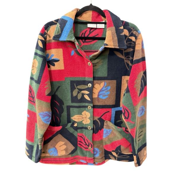 Blair Fleece Barn Jacket Cardigan Patchwork Autumn Cabincore Sz M Multicolor Vtg - Picture 2 of 8